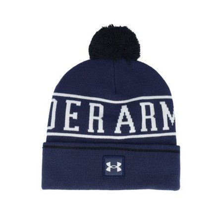 Under Armour - Blå pom Beanie - Halftime Beanie Midnight Navy Pom @ Hatstore