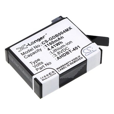 Battery for Batteri for GoPro HD Hero 4 AHDBT-401, 1160mAh