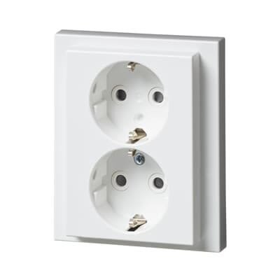 ABB Impressivo Stikkontakt 2-veis, hurtigkobling Hvit, Strømbrytere & vegguttak