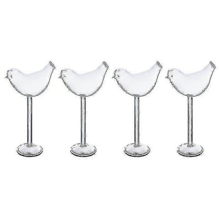 1 Sett 4 stk. Cocktailglass i fugleform Glass Vinglass Beger (gjennomsiktig) -Sy LGL