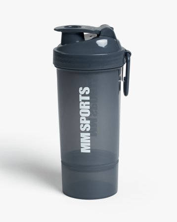 Shaker - 600 ml - Black - MM Sports SmartShake Original 2GO - Med behållare för pulver, Träningstillbehör