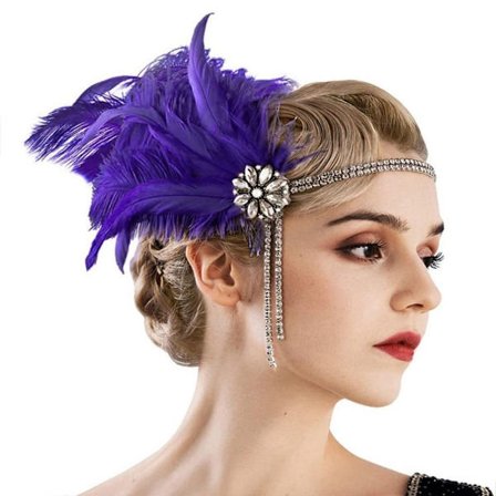 Feather Hair Band Flapper Pandebånd LILLA