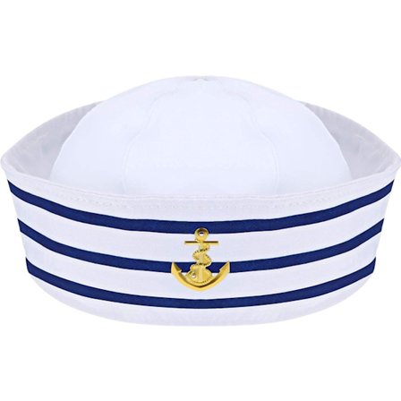 Sjømannslue Yacht Kapteinlue Blå Hvit Sjømannslue for Fancy Dress Tilbehør(Enkel Stil)-