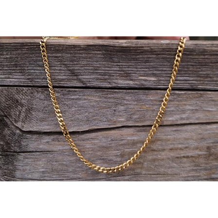 Halsband för män i rostfritt stål - 60 cm massiv guldkedja - Handgjord kedja för män - Gåva till honom - Smycken för män (guld 3 mm)