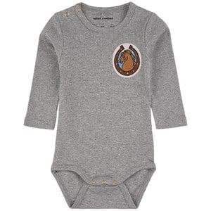 Mini Rodini Grey Melange GOTS Horses Baby Body 62 cm - All in ones - 62 cm - Grey