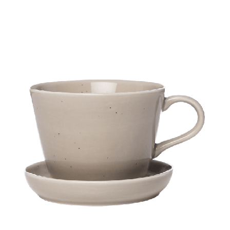 ERNST Kaffekopp med fat, porslin, sand Kök & matlagning Unisex Beige D9 H7