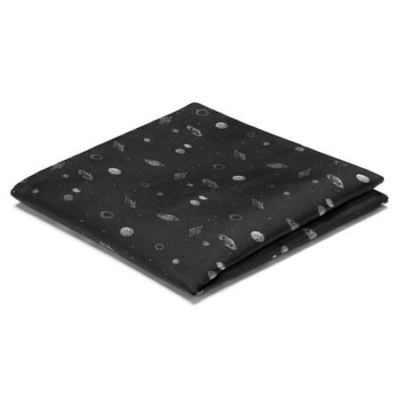 Black Double-Sided Pocket Square with Planets for Men - Patterned Pocket Squares