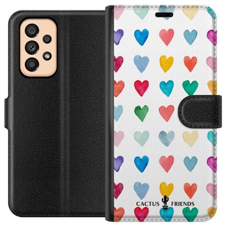 Yhteensopiva Lompakkokotelo Samsung Samsung Galaxy A53 5G Cactus and Friends - Watercolor Love Grid