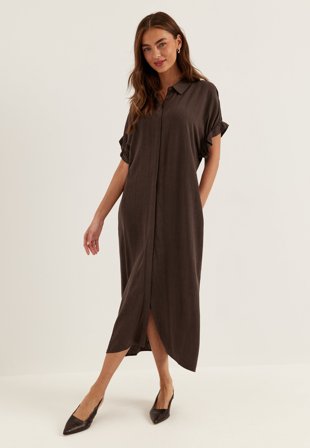 OBJECTCOLLECTORSITEM - Objsanne Tiana S/S Dress - Seal Brown