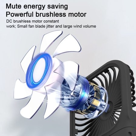 IG Mini håndholdt ventilator, elegant bærbar genopladelig håndholdt ventilator sort