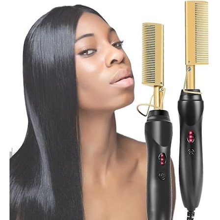 Hot Comb Straighteners, Electric Hair Straightener For Thick Afro Hair, Wig, Beard, Hot Anti-scald Portable Curling1pc