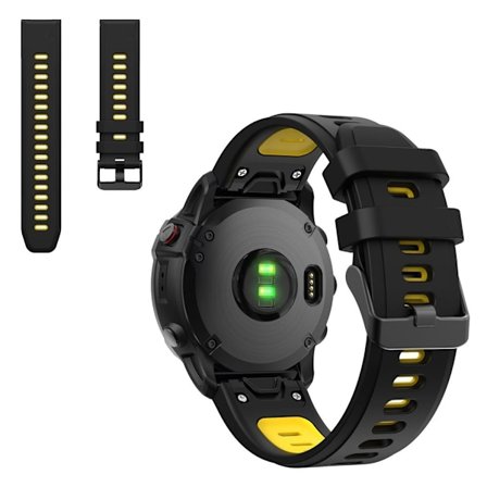 Dual color silicoone watch band for Garmin watch - Black / Yellow