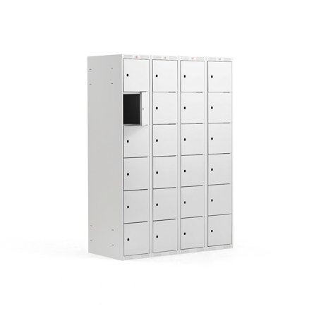 Schließfachschrank CLASSIC, 4 Module/6 Türen, 1740 x 1200 x 550 mm, grau