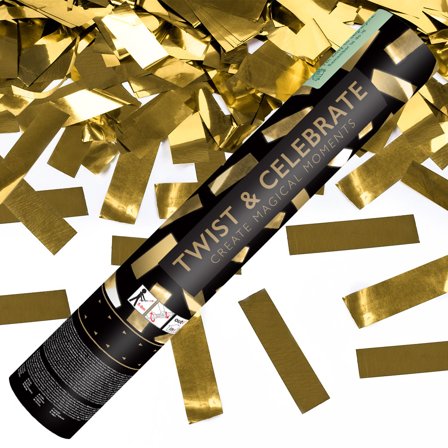 Konfettikanon Rektangulær Guldfolie 28 cm