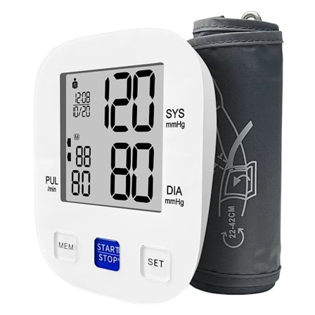 Blodtryksmåler - Standardmanchet, Nøjagtig automatisk blodtryksmåler med stor skærm, USB-kabel