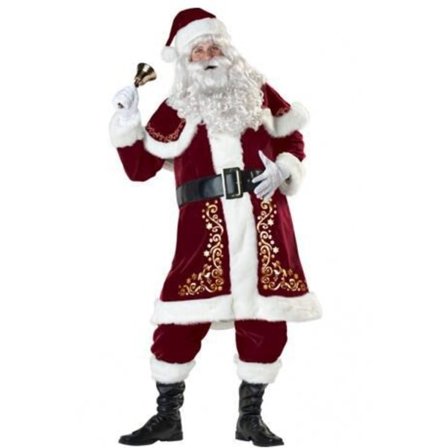Röd Jultomte Kostym Deluxe Fancy 8-Delar Julparty Cosplay Kostym För Män Barn Jultomte