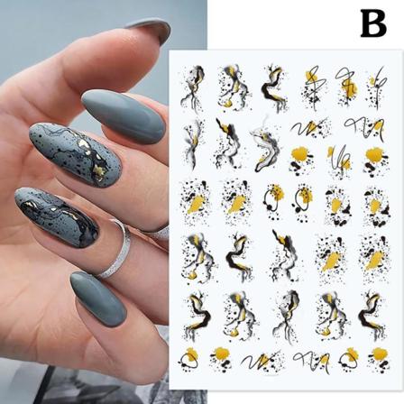 Självhäftande Nagelklistermärke Abstrakt Geometriska Bladväxter Dekal