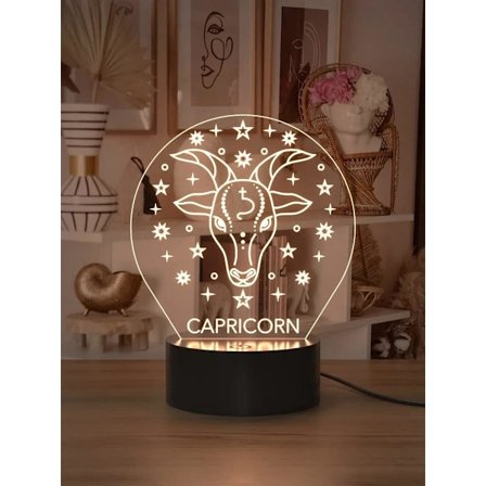 3D Eläinradan Horoskooppi Yövalo Lamppu 7 Väriä Vaihtuva Kosketus Musta Jalusta Kaukosäätimellä Syntymäpäivälahja