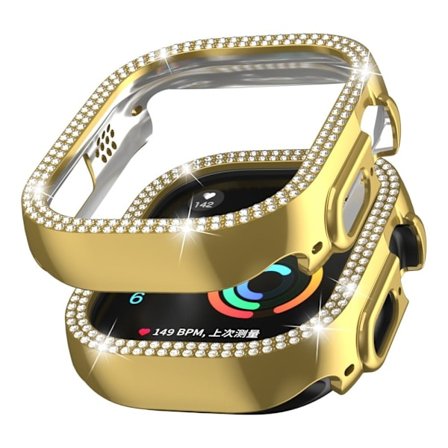 Apple Watch Ultra kaksirivinen strassikoristeinen koristekansi - Kulta