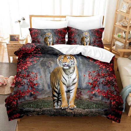 Sarjakuvakuvioinen peitto, lakanat, neliosainen setti, tiikeripainettu pussilakana, kolmiosainen setti 3