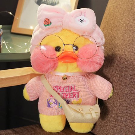 30 cm Gul Lalafanfan Cafe Anka Med Kläder Kawaii Plyschleksak Gosedjur Mjuk docka Kudde Kreativa födelsedagspresenter till tjejer