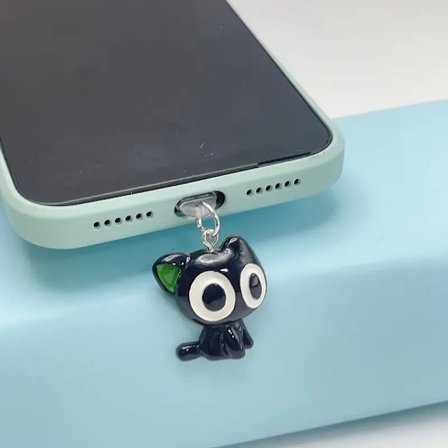 1 stk. Halloween tegneserie storøjet kat støvprop, egnet til iPhone/Type-C Android-stik