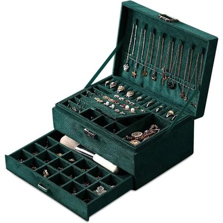 RHAFAYRE Smyckeskrin för kvinnor, Reselåsbart smyckeskrin 3 lager Smyckesorganisatör, Smyckesförvaringsfodral Smyckesförvaring Smyckesorganisatör f