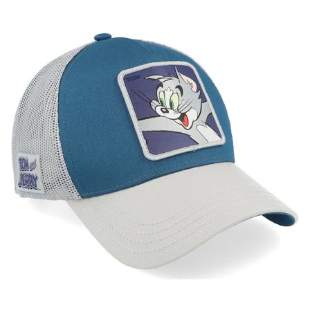 Capslab - Bleu trucker Casquette - Tom & Jerry Tom Blue/Grey A-Frame Trucker @ Hatstore