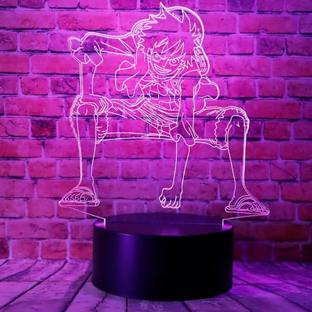 One Piece Luffy 3D Illusionslampa med Smart Touch, RGB-effekt, USB-driven, Kreativ 3D Japansk Animelampa