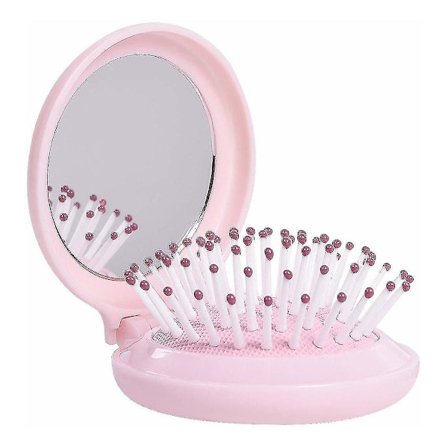 Hårkam med Spejl Rejsefoldbar Hårbørste Rund Hårstyling Lille Luftbørste