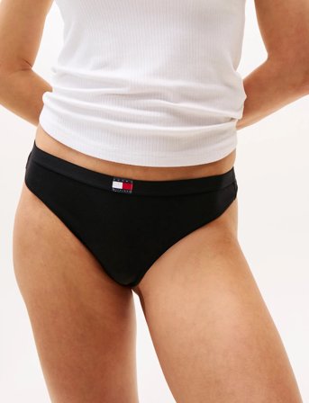 Tommy Hilfiger 3 Pack Thong (Ext.sizes) - Black - S