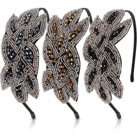 3-pack Flapper-Hårband 20-tals Hårband Vintage Blad Hårband Pärlor 1920-tals Hårband Retro Hårtillbehör för Kvinnor
