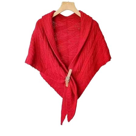 Stickad Sjal Höst Vinter Scarf RÖD