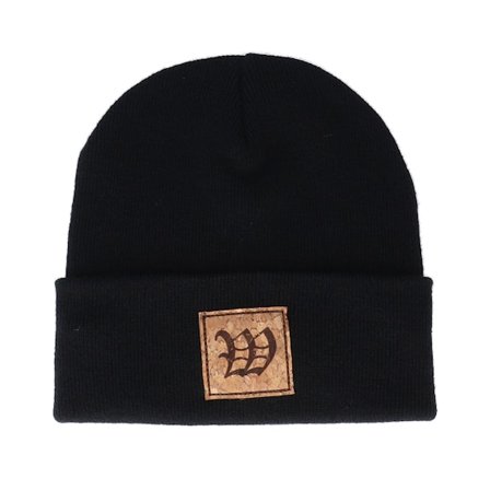 Iconic - Noir cuff Bonnet - W Letter Patch Black Cuff @ Hatstore