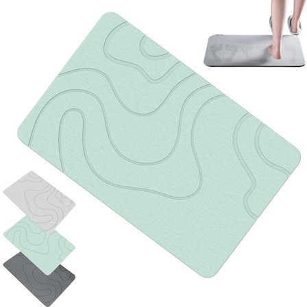 ING Badematte 40 x 60 cm Vannabsorberende Matte Dusjmatte Absorberende Diatomittstein Dusjmatte Absorberende Stein Badematte Vaskbar Dusjmatte 