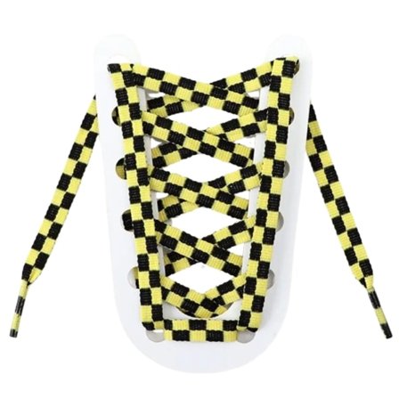 Skosnören - Schackmönster - Platta [120 cm] - Gul/vit - Sneakers