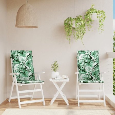 Stolsdynor för stolar med hög rygg 2 st bladmönster tyg