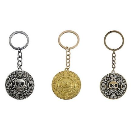 3 stk. Pirat nøgleringe personlige kæde guld mønt vedhæng nøgleringe