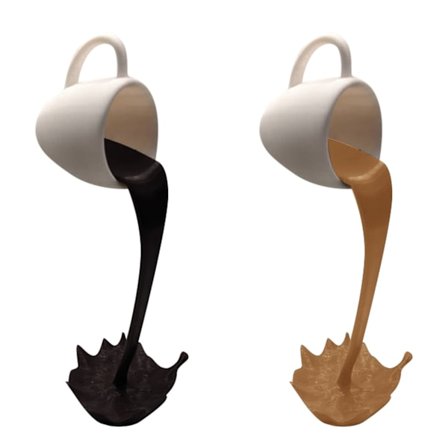 2 Flytande Kaffe Koppar Mugg Skulptur Kök Dekoration Spill