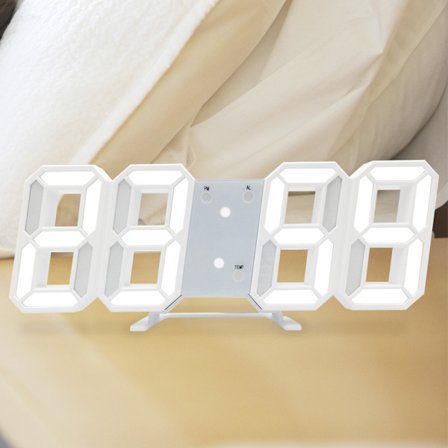 Noctilucent 3D Digital Klocka Ljudaktiverad Stor LED Digital Di