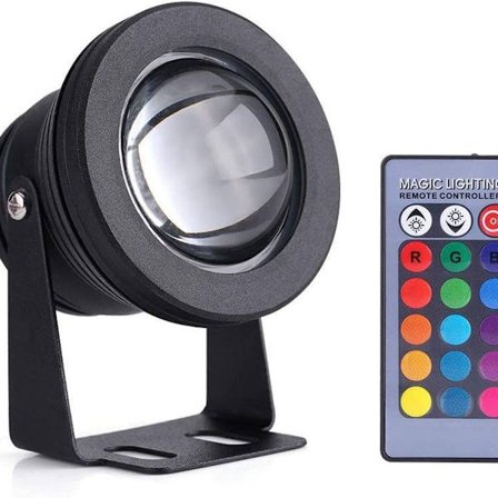 LED-spotlight for hage, svømmebasseng, vanntett, over bakken, bassenglys, RGB LED