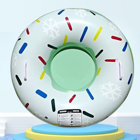 Tykk oppblåsbar vinterakebrett for voksne, forsterket håndtak trygt for utendørs snømoro og familieaktiviteter, PVC rød