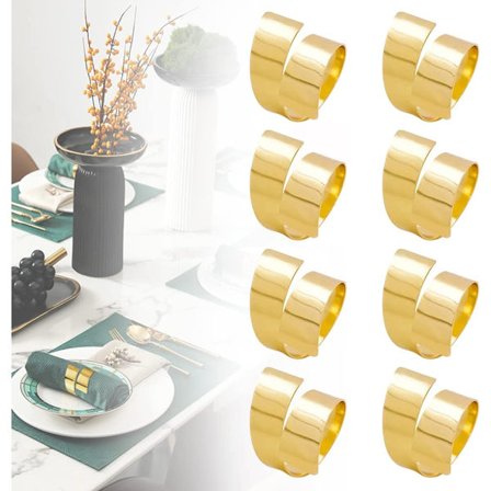 8 Serviettringer i Metall, Serviettholder i Gull, Serviettringer