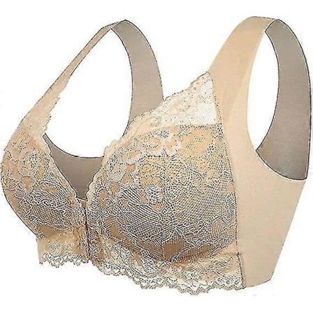 Dam Plus Size Frontknäppning Spets Hållningskorrigerande BH Bekväm Sömlös Full Coverage BH