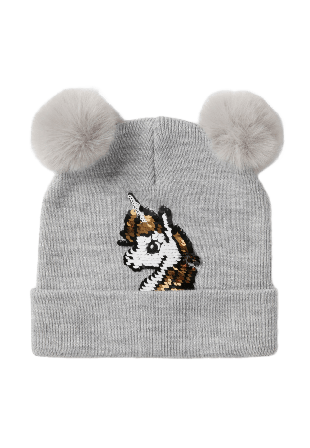 RIKIKI Glittrig mössa med pälsbollar NORA Mössor & hattar Silver 50/52