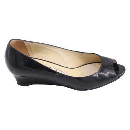 Jimmy Choo Pre-owned, Baxen Peep-toe Wedges Patent Leather Zwart, Dames, Maat:37 EU