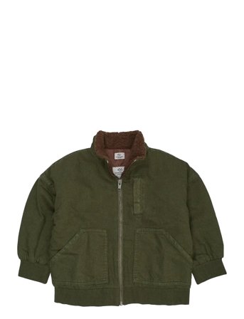 Copenhagen Colors Twill Bumper Jacket W. Sherpa Collar - Khaki green - 152
