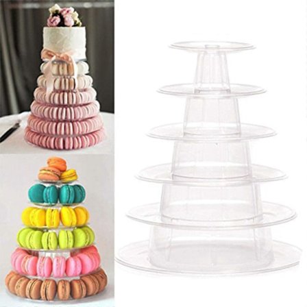 6-lags Rund Macaron Tårn Cupcake Stativ Klar Akryl Display Holder Dessert Mad Display Stativ Konditori Servering Fade