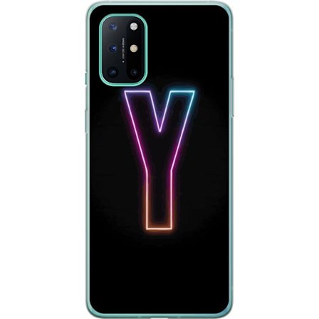 Kompatibelt Mobilskal till OnePlus OnePlus 8T Minimalistisk neonbokstav Y i färgskiftande ljus mot svart bakgrund