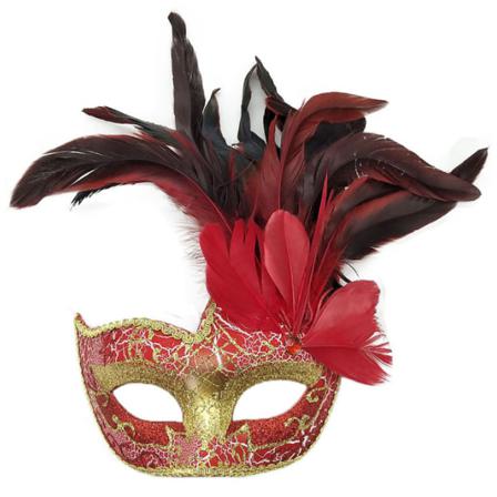 Spetsmaskerad bollmask Burlesk Mardi Gras red